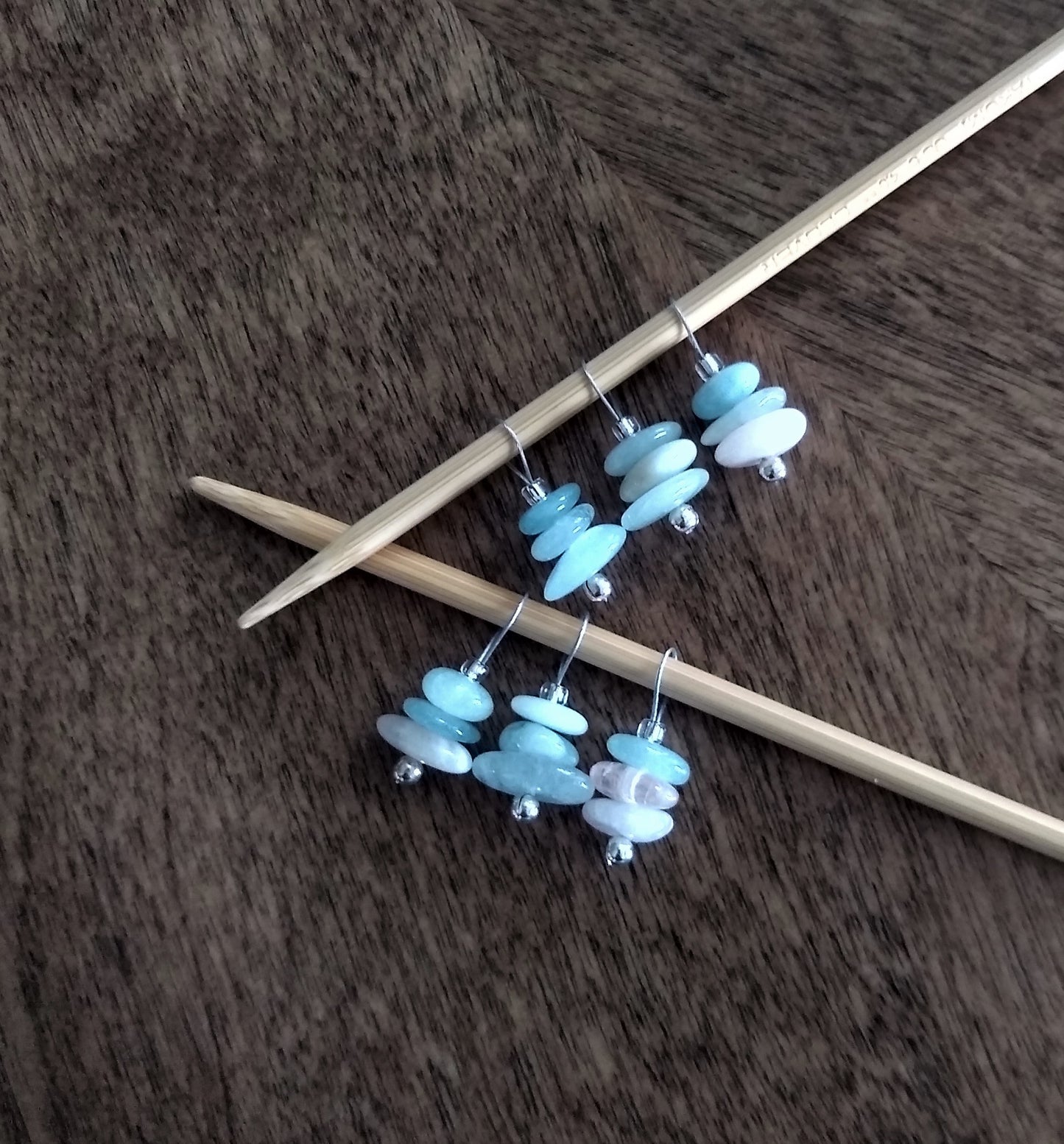 Beryl Gemstone Stitch Markers - stacked stones - limited quantity!