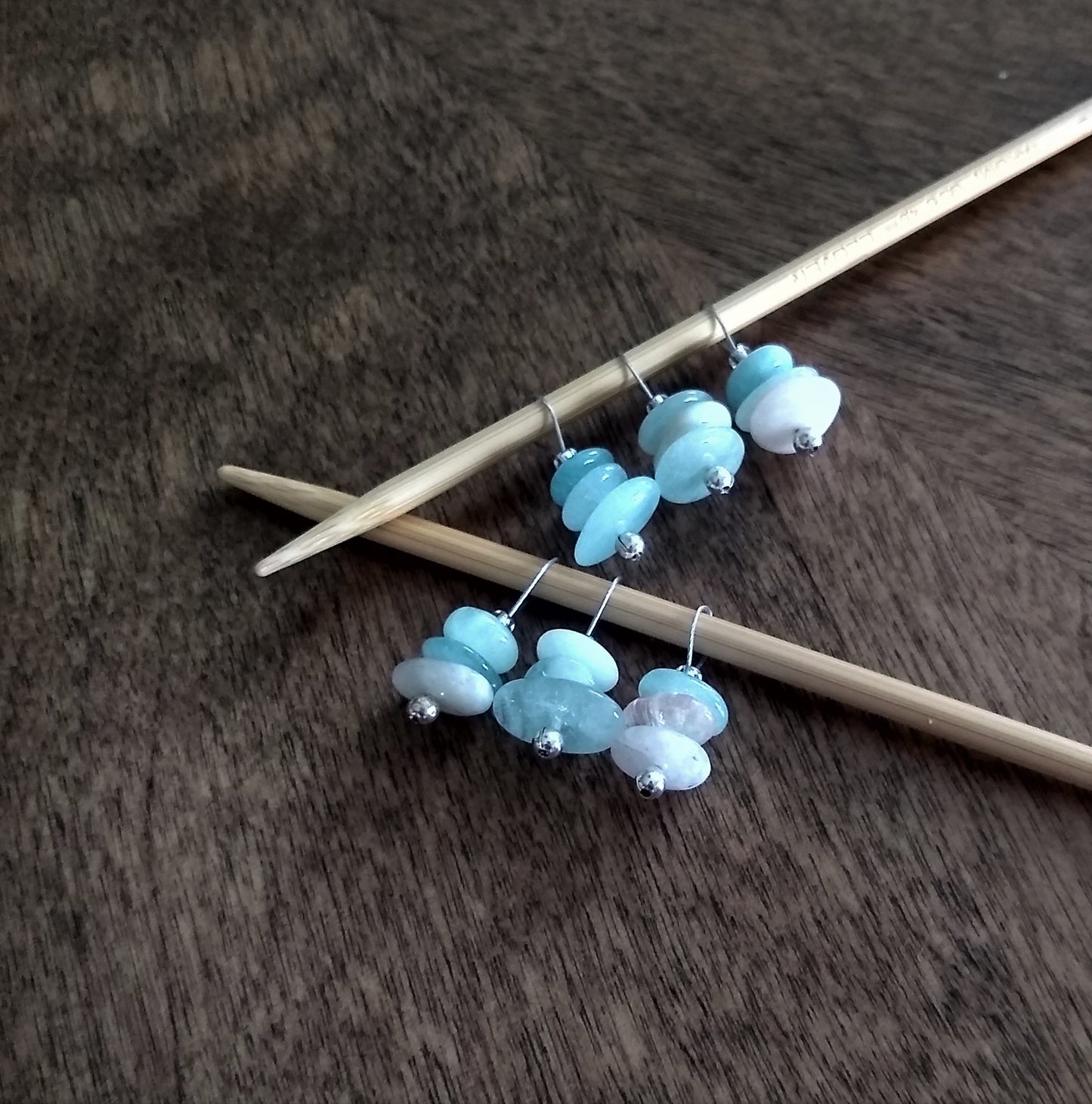 Beryl Gemstone Stitch Markers - stacked stones - limited quantity!