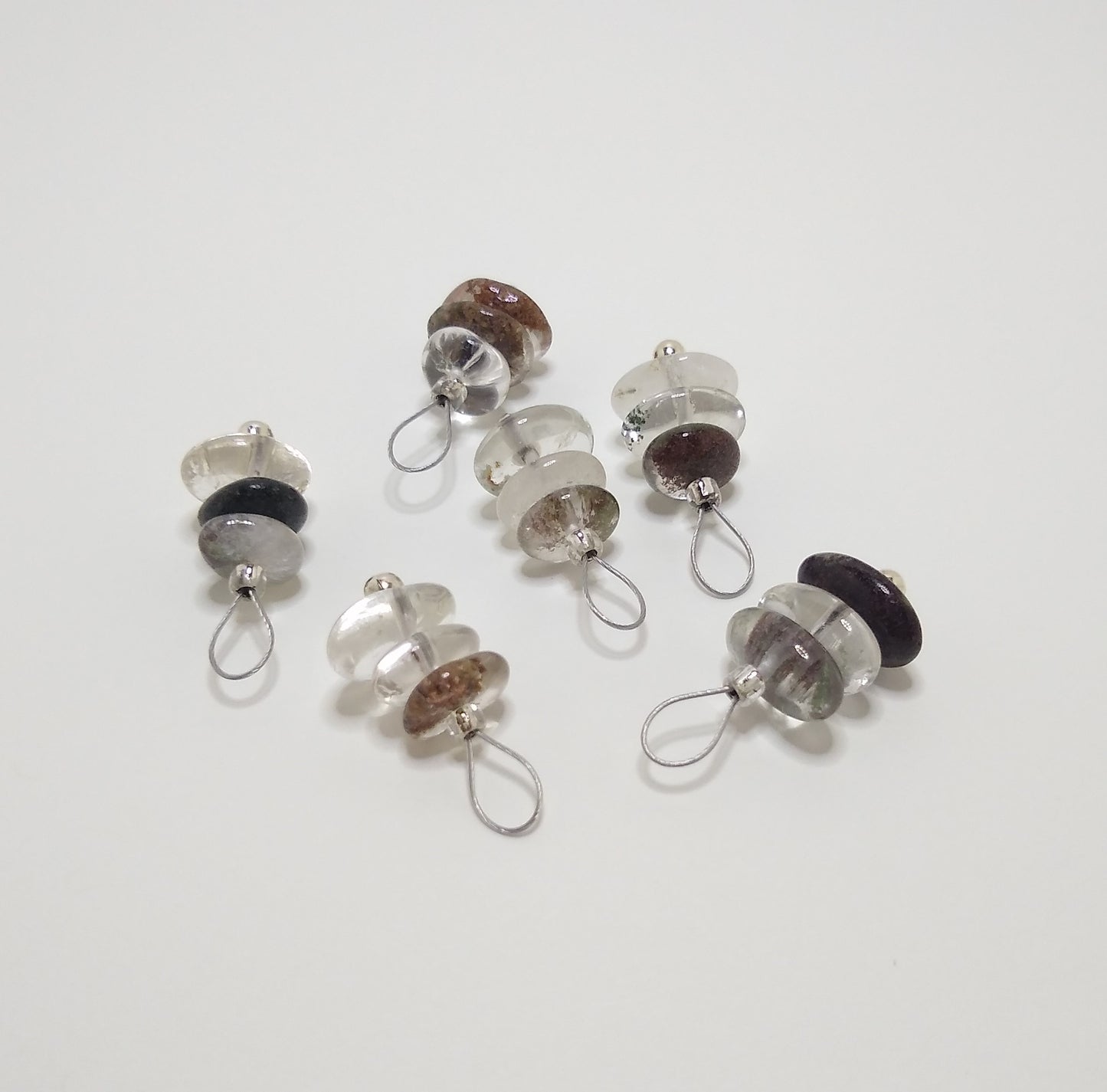 Lodalite Quartz Gemstone Stitch Markers - stacked stones - limited quantity!