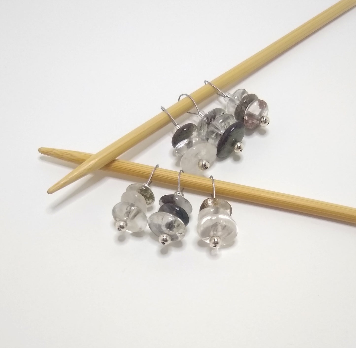 Lodalite Quartz Gemstone Stitch Markers - stacked stones - limited quantity!