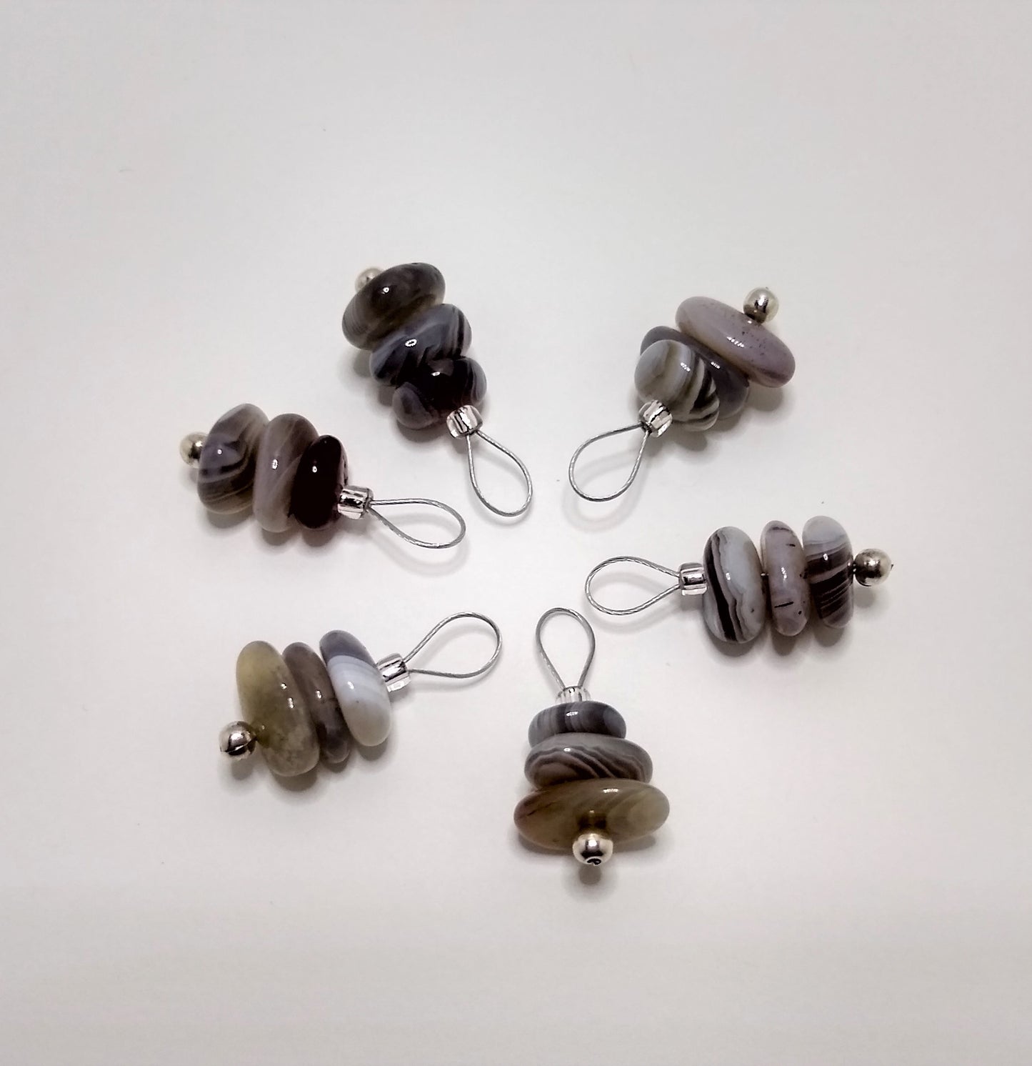 Botswana Agate Gemstone Stitch Markers - stacked stones - limited quantity!