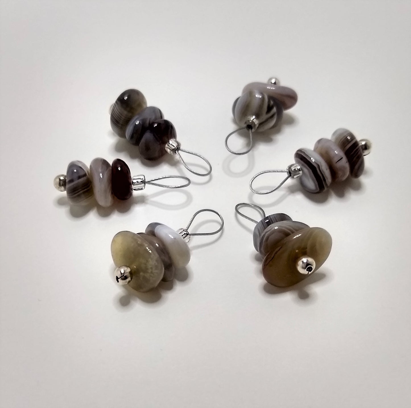Botswana Agate Gemstone Stitch Markers - stacked stones - limited quantity!