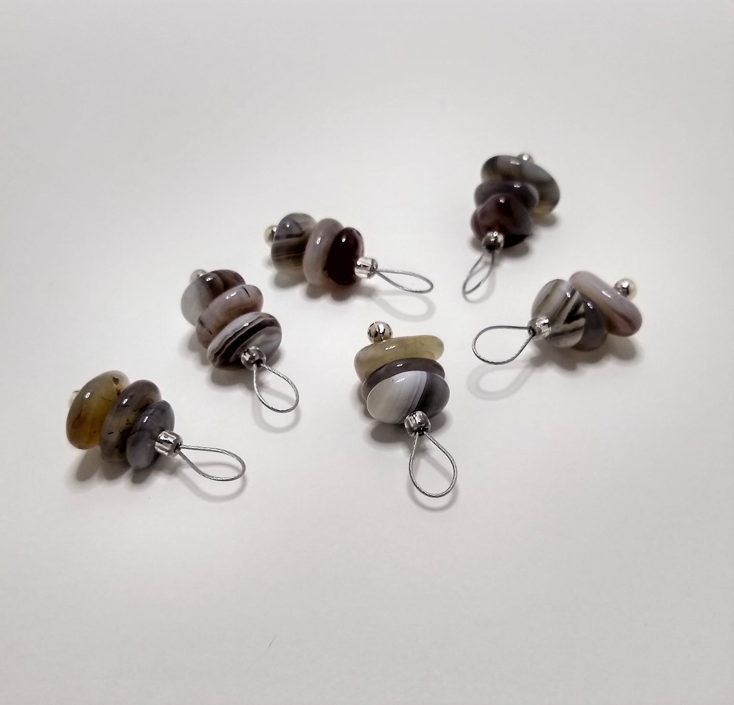 Botswana Agate Gemstone Stitch Markers - stacked stones - limited quantity!