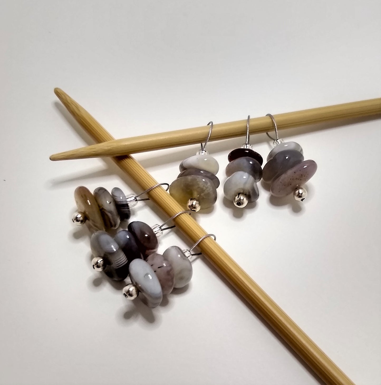 Botswana Agate Gemstone Stitch Markers - stacked stones - limited quantity!