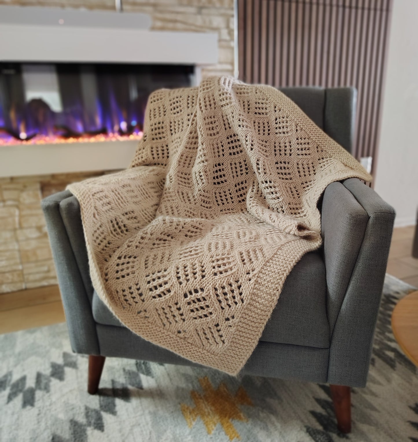 Chalet Windows Throw Knitting Pattern