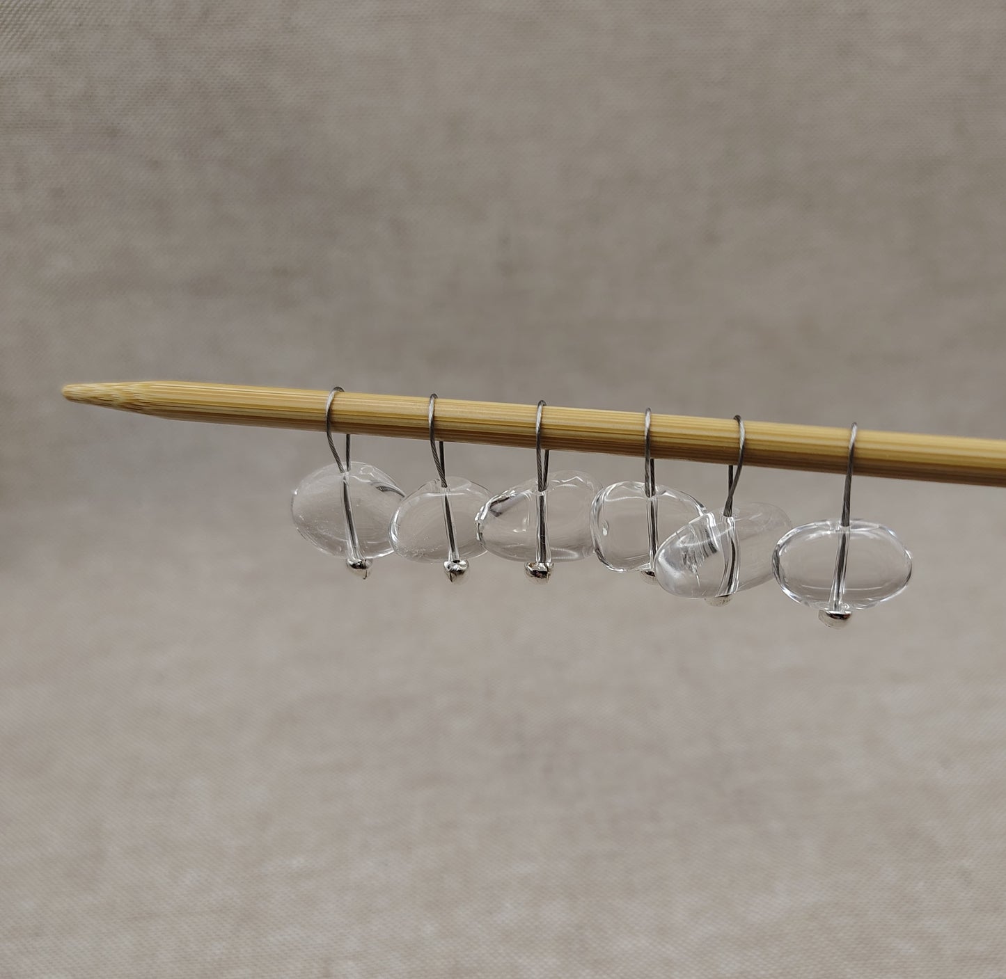 Crystal Quartz Gemstone Stitch Markers - droplets