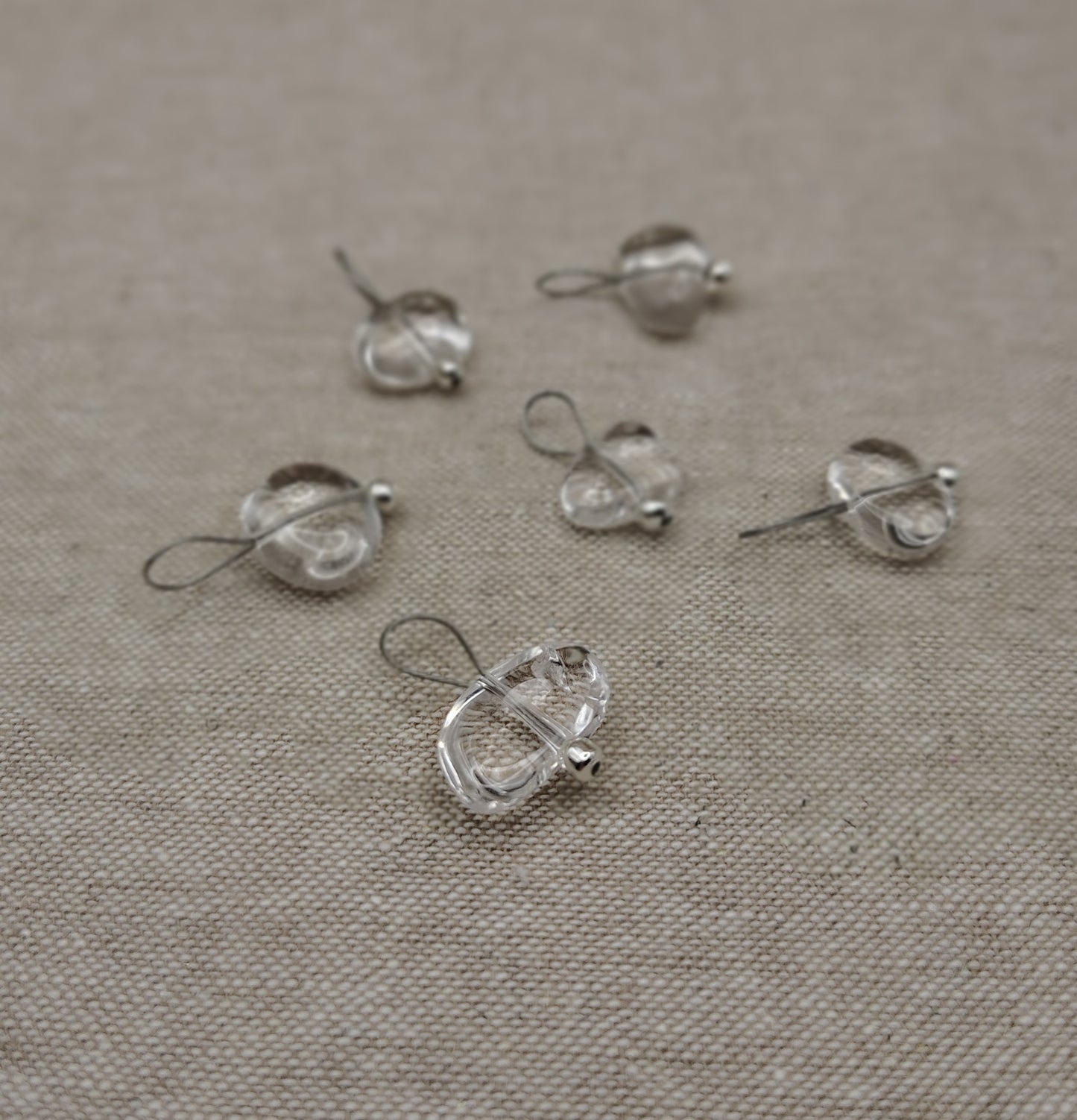 Crystal Quartz Gemstone Stitch Markers - droplets