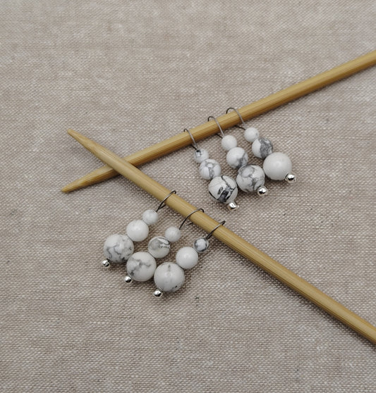 Howlite Gemstone Stitch Markers - stacked stones