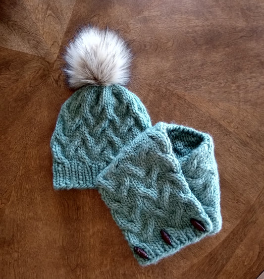 Sand Pond Neck Wrap/Cowl and Hat Knitting Pattern