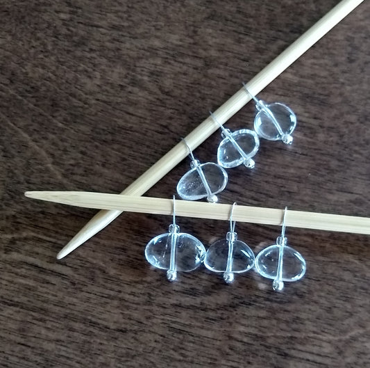 Crystal Quartz Gemstone Stitch Markers - droplets