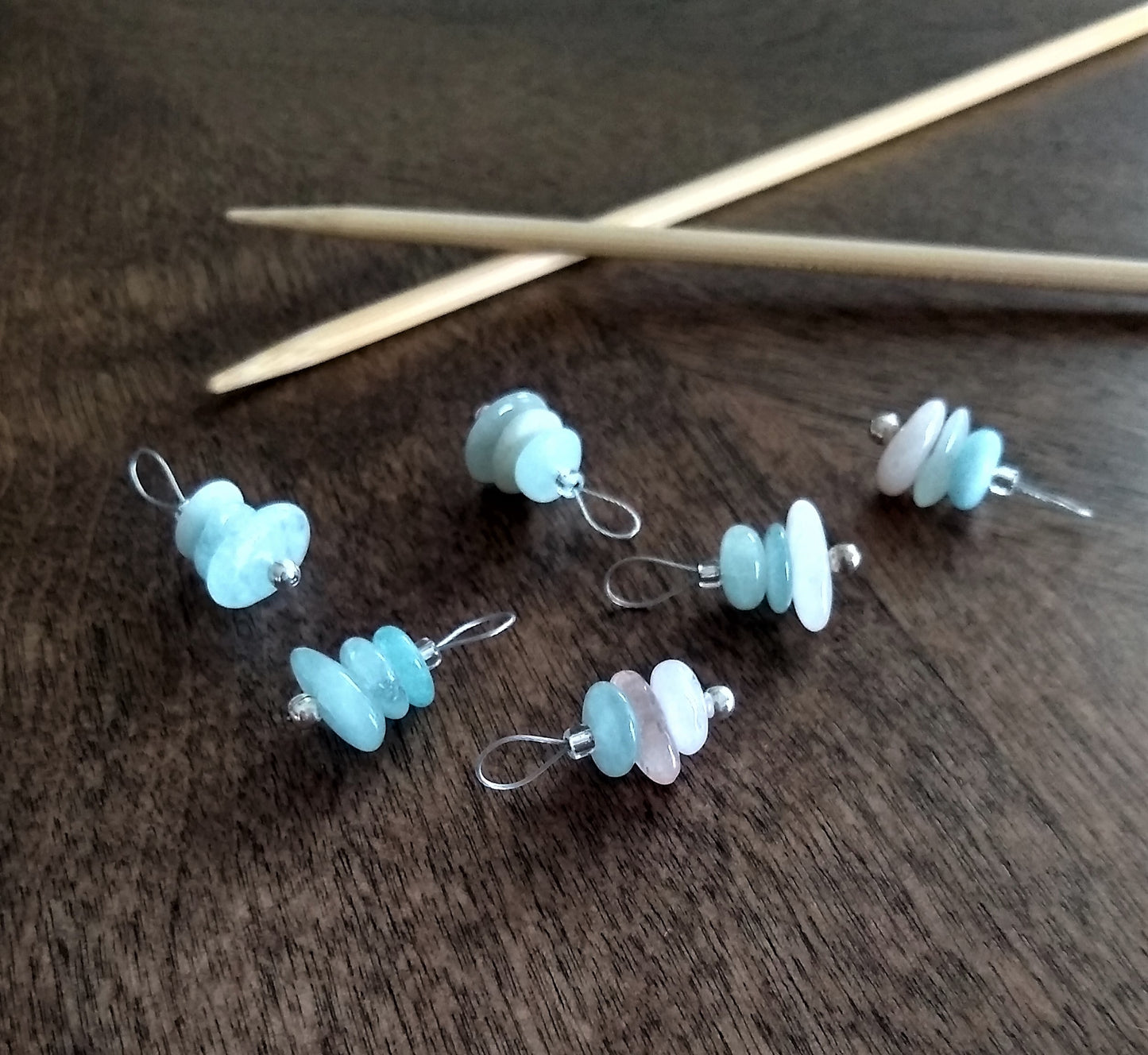 Beryl Gemstone Stitch Markers - stacked stones - limited quantity!