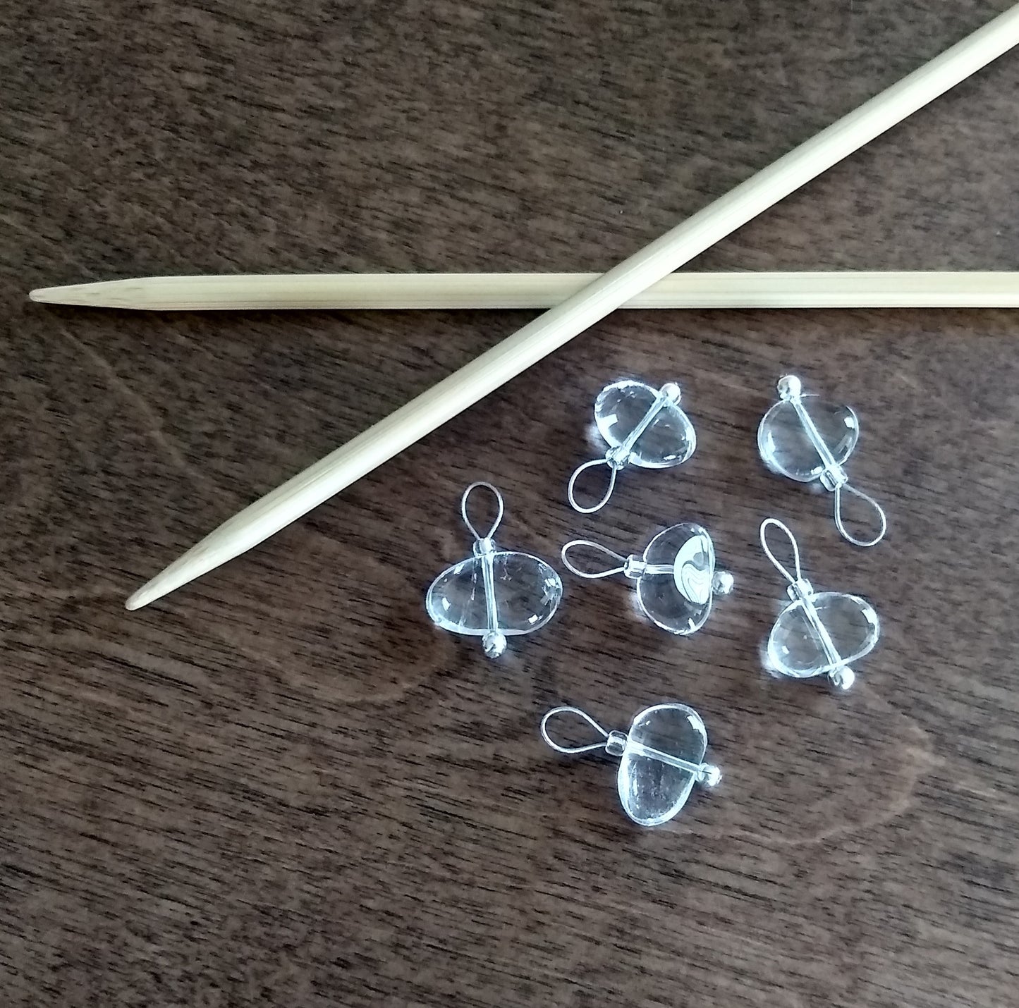 Crystal Quartz Gemstone Stitch Markers - droplets