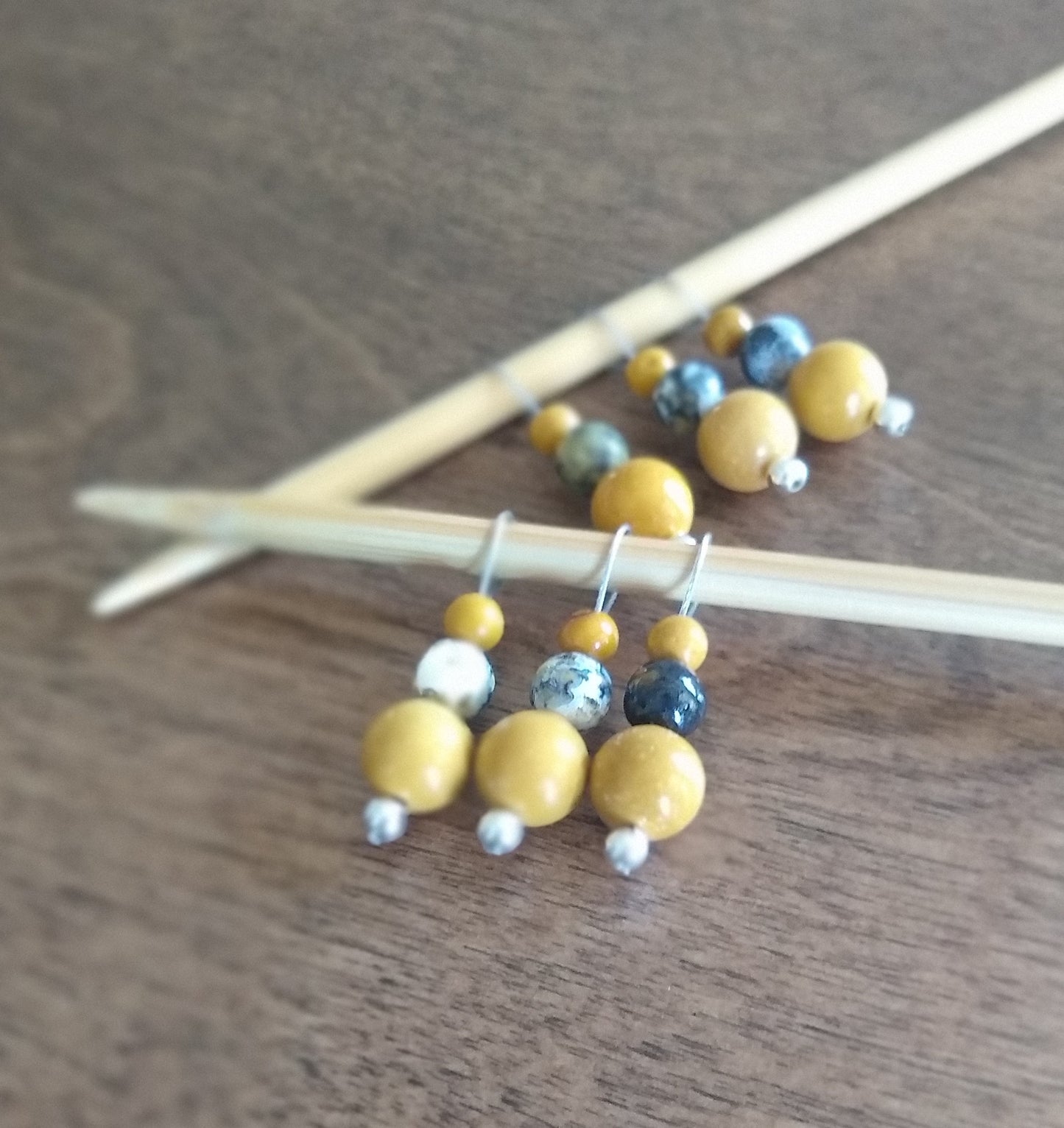 Jasper Gemstone Stitch Markers - stacked stones