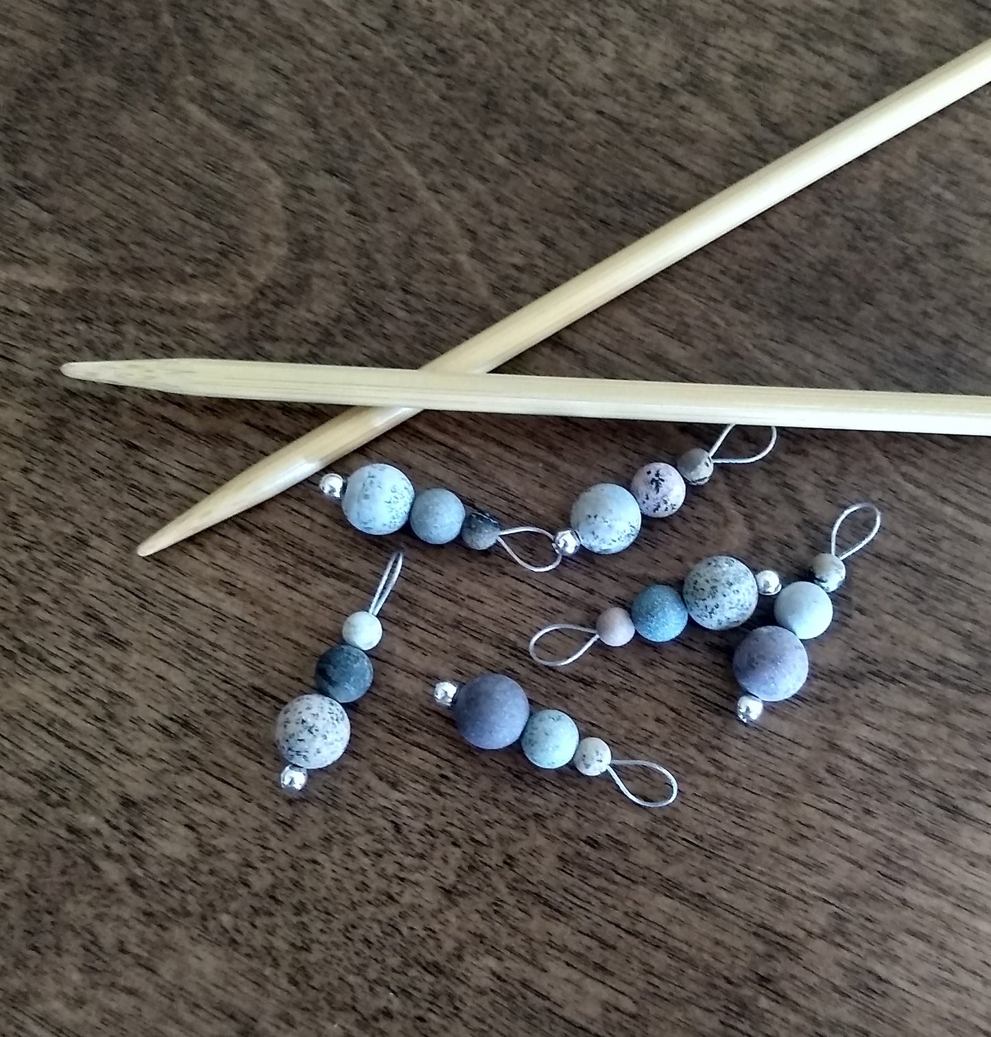 Jasper Gemstone Stitch Markers - stacked stones