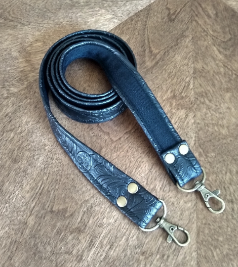 black embossed replacement purse strap, western style strap, tote strap, bag strap
