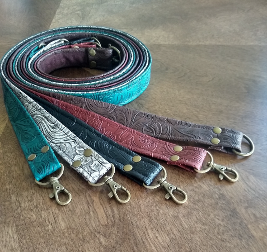 embossed vinyl replacement purse straps, western style straps, tote straps, bag straps